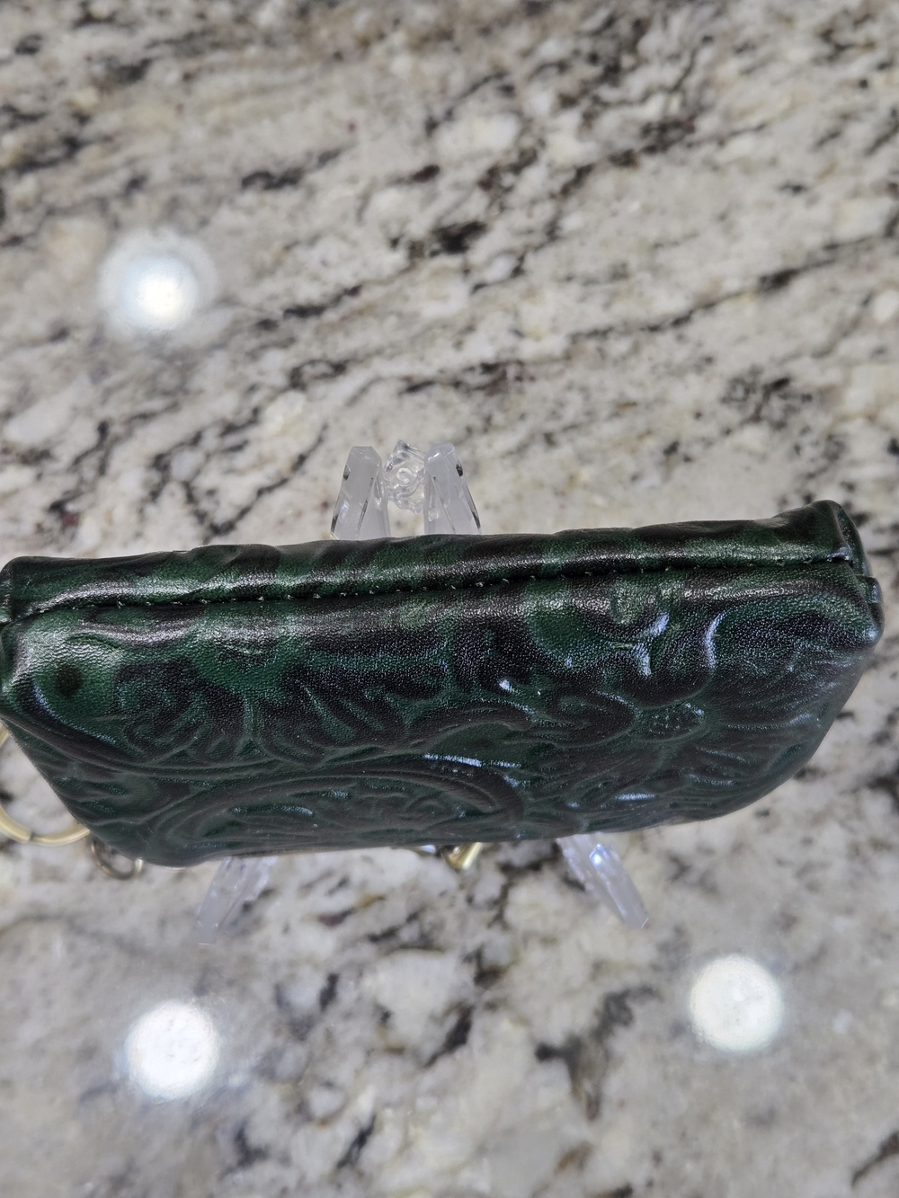 Patricia Nash Green Embossed Leather Kiss-Lock Coin Purse - Picture 5 of 11